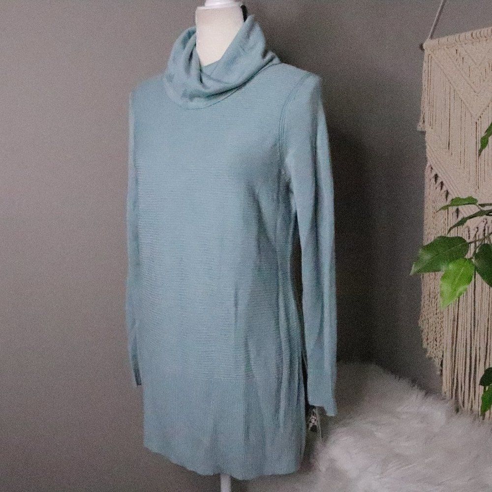 Adrienne Vittadini | Ribbed Knit Cowl‎ Neck Tunic Sweater Medium